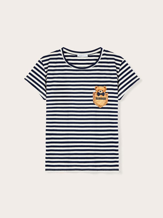 T-shirt &agrave; rayures avec patch
