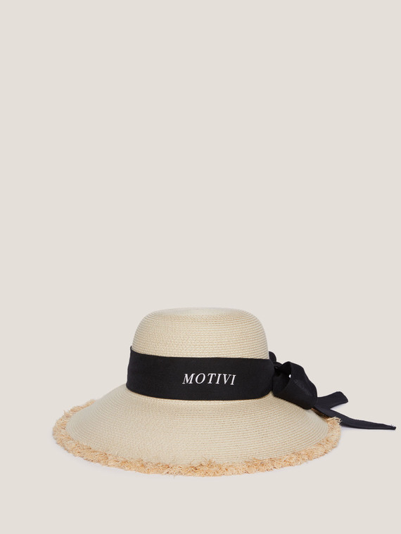 Straw summer hat with ribbon