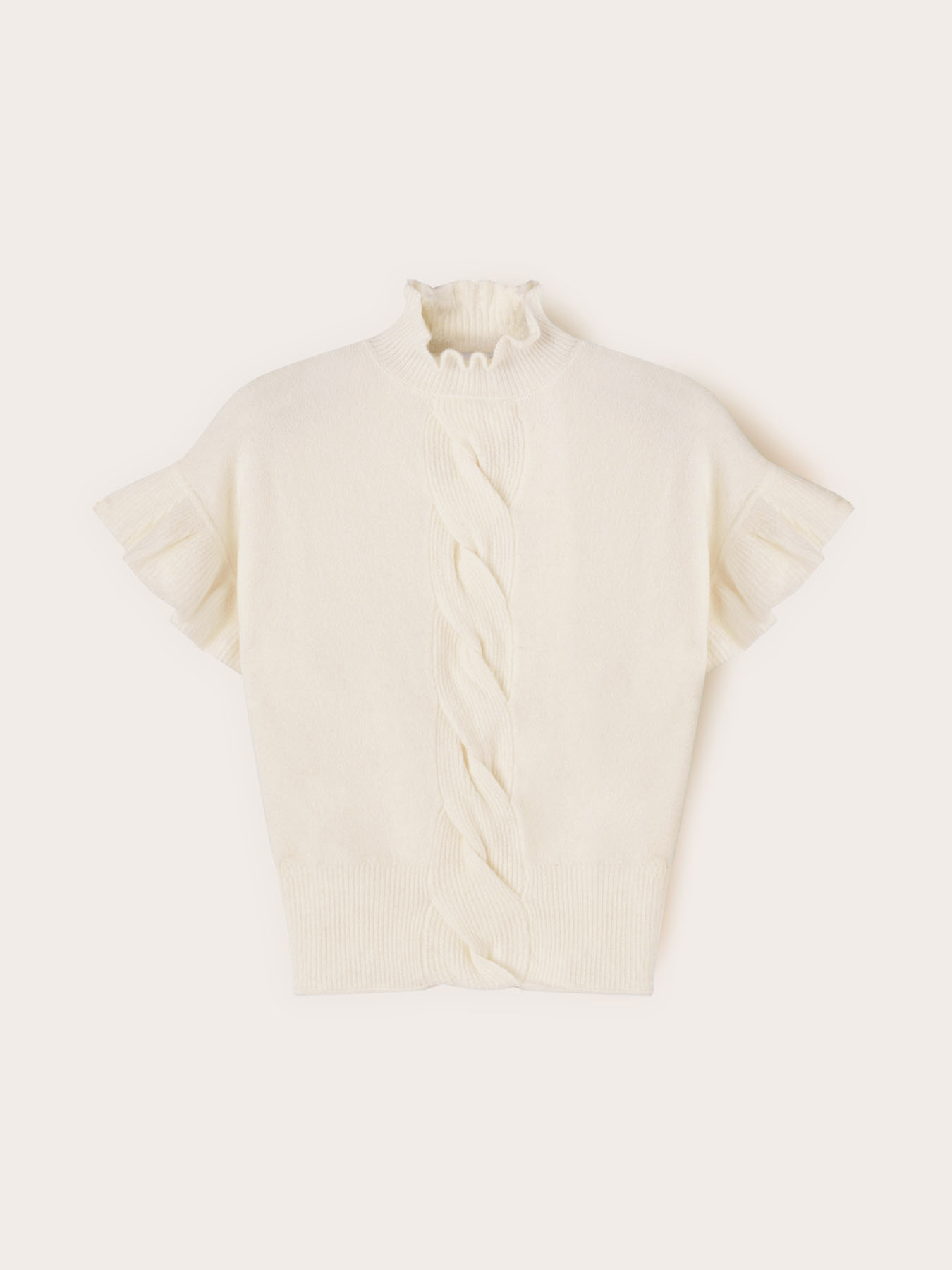Oversized sweater with cable knit and ruffle image number 4