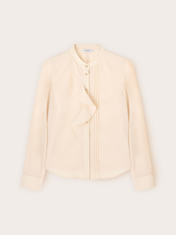 Chemise en cr&ecirc;pe de chine avec volant asym&eacute;trique