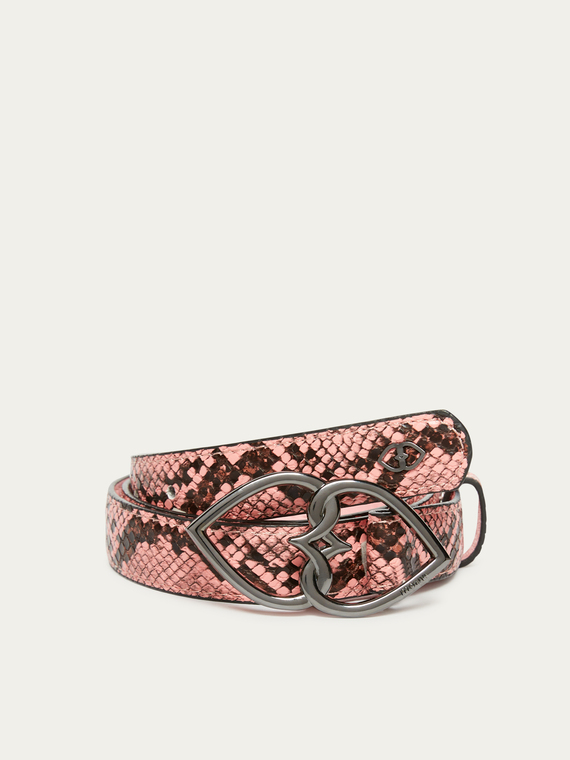 Double Love faux leather belt with animal print