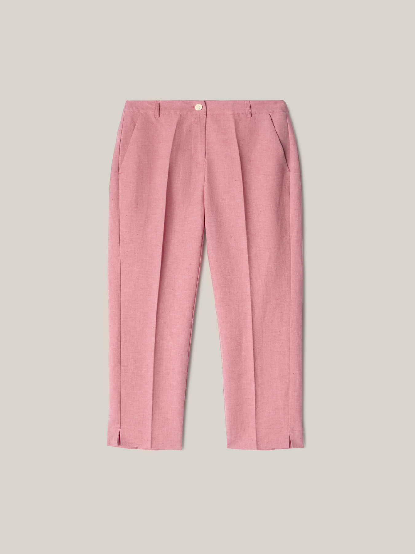 Pantaloni gamba diritta misto lino image number 3