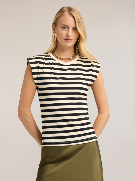 Striped ribbed jersey T-shirt