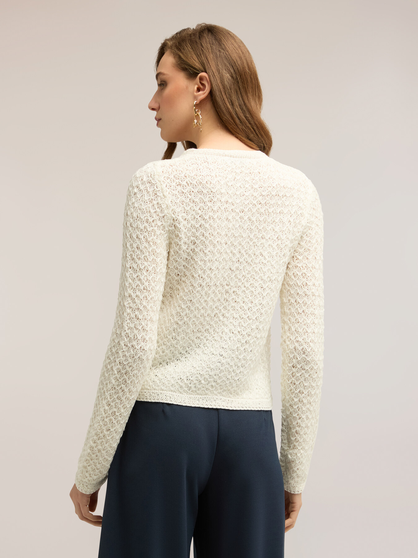 Openwork knit cardigan image number 1