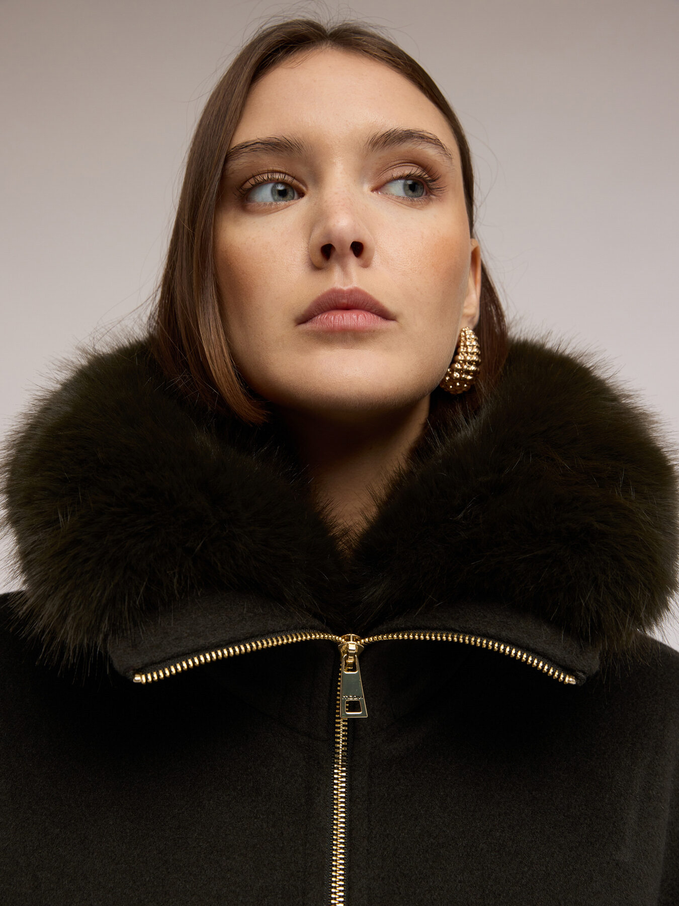 Manteau en laine mélangée avec col amovible image number 3