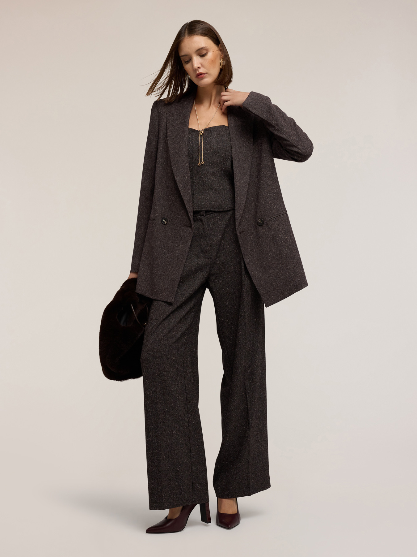 Double-breasted structured blazer in polyviscose image number 0