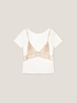 T-shirt con top in strass image number 3