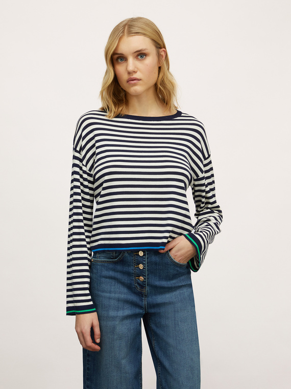 Striped knit pullover