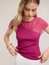 Bi-material t-shirt with draped insert image number 2