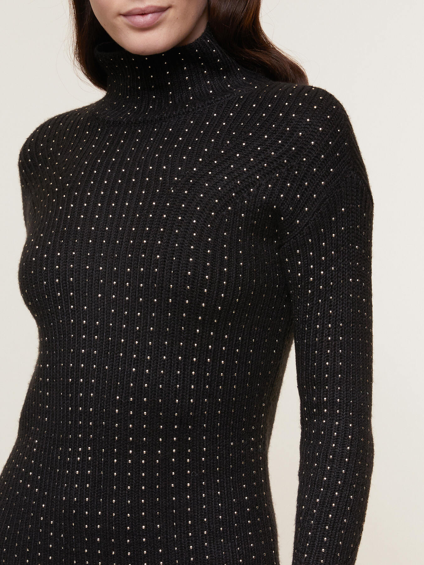 Vestito in maglia a coste con borchie image number 2