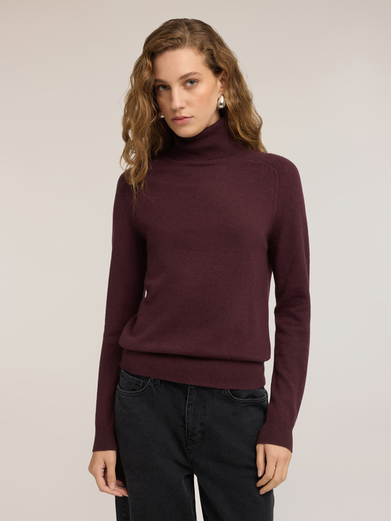 Cashmere turtleneck with ajour&eacute; detail