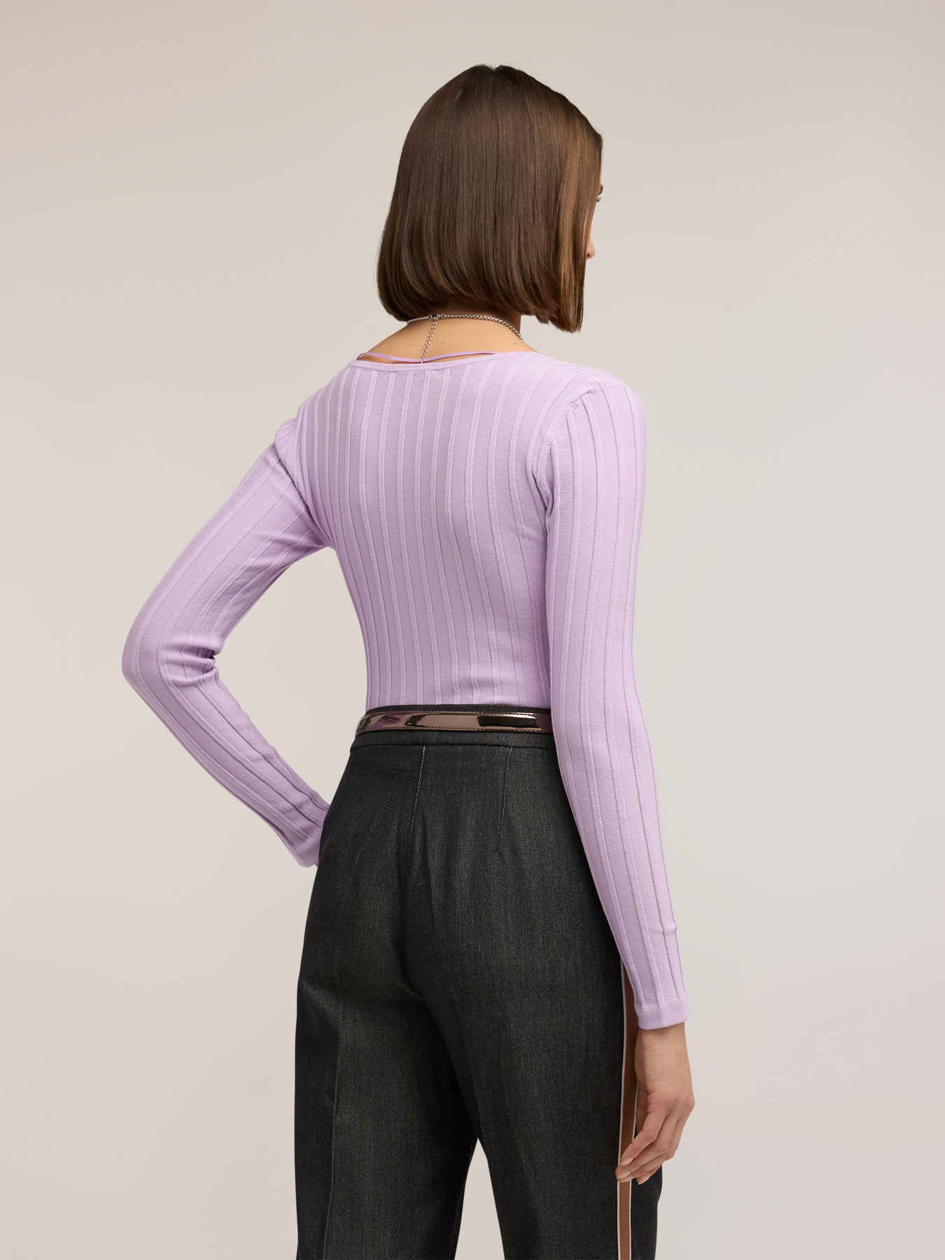 Ribbed knit top with square neckline image number 1