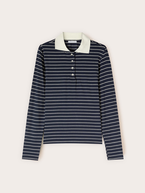 Gestreiftes Poloshirt mit Juwelkn&ouml;pfen