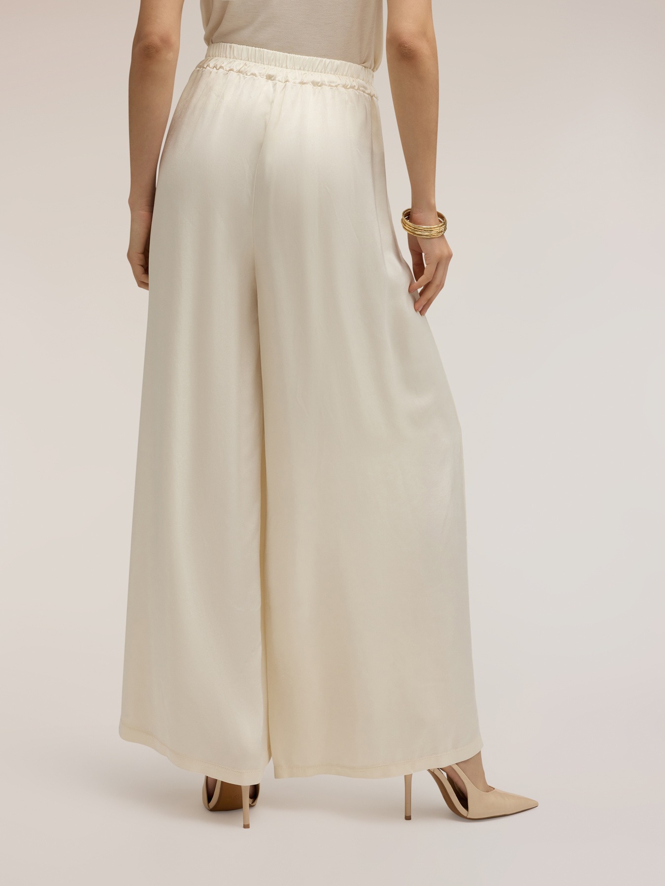 Palazzo pants in viscose satin image number 1