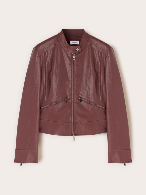 Biker jacket with mandarin collar