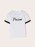 T-shirt in cotone con scritta in perline image number 4