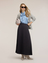 Long pleated viscose-blend skirt image number 0