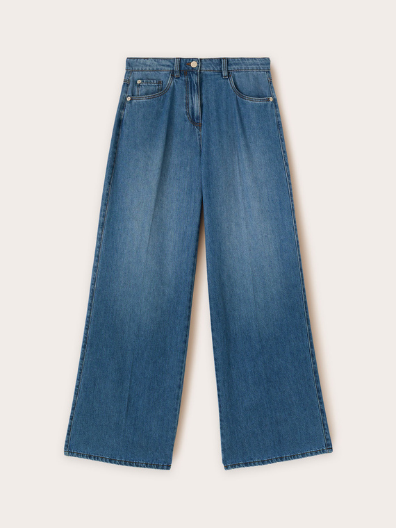 Wide leg light blue jeans