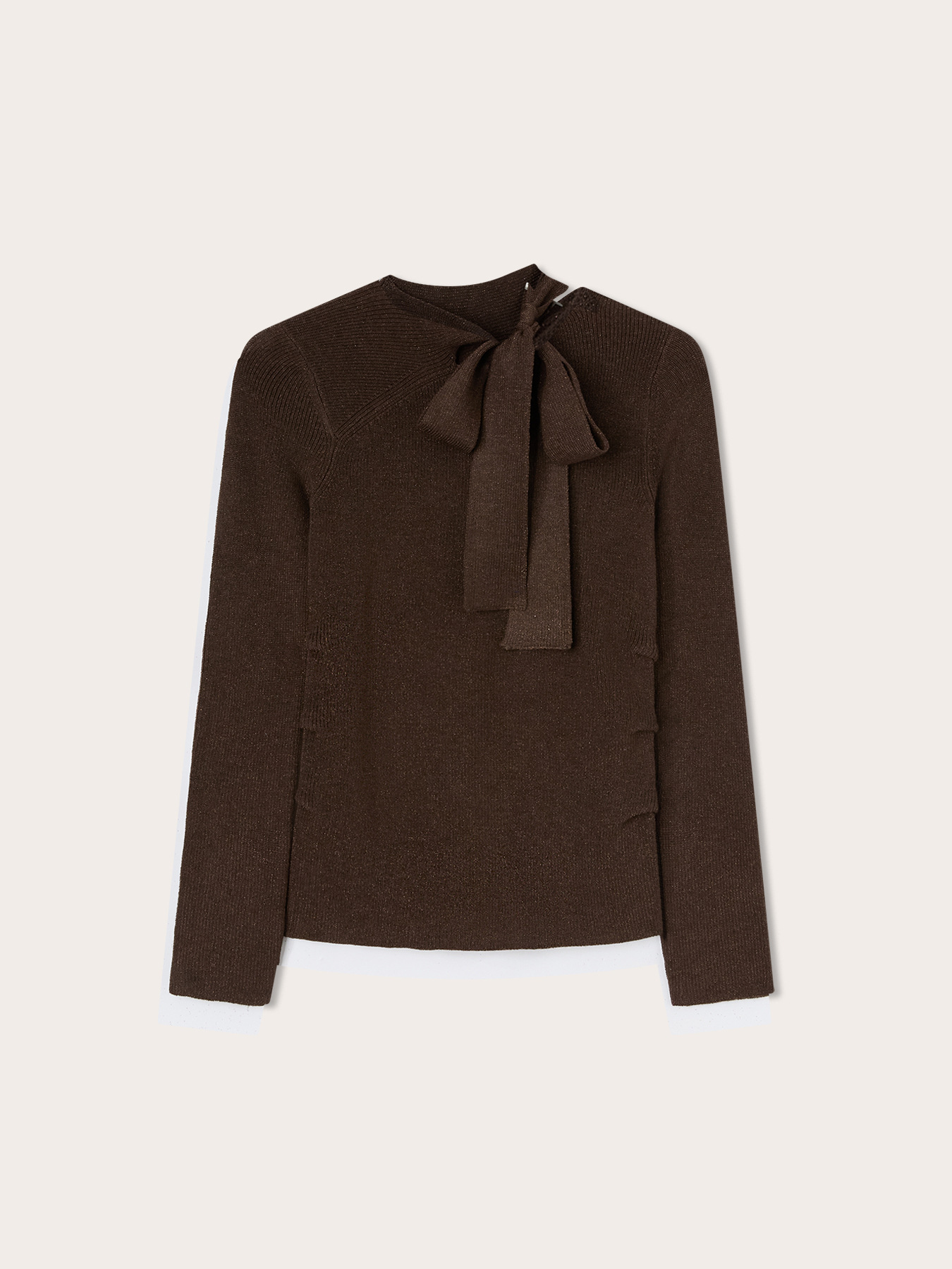 Gerippter Lurex-Pullover mit Schleife image number 4