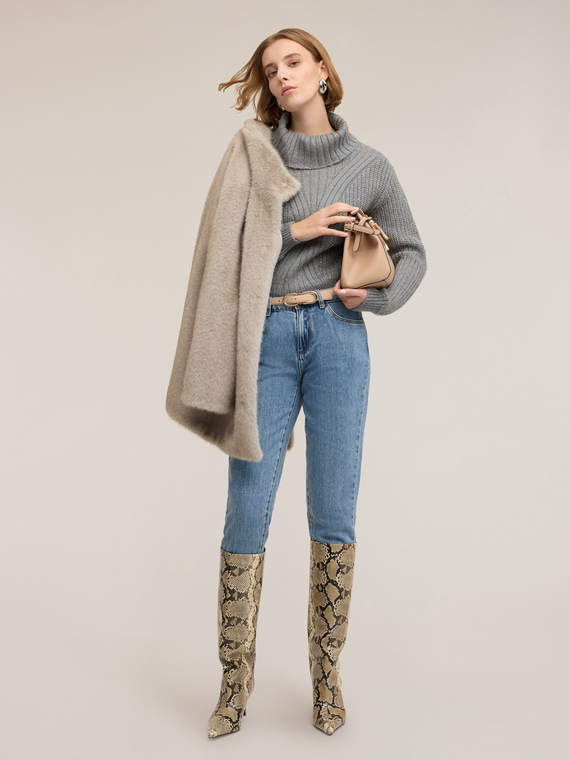 Turtleneck sweater in mohair lurex blend