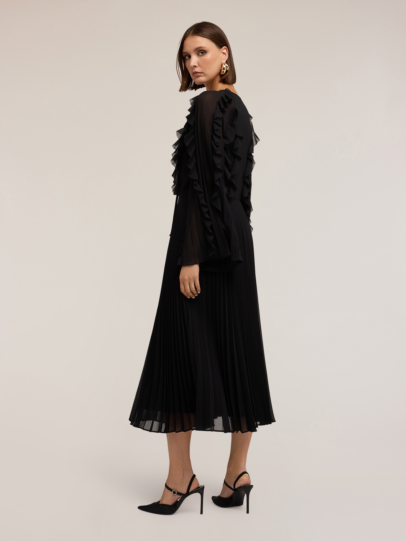 Pleated georgette dress image number 1