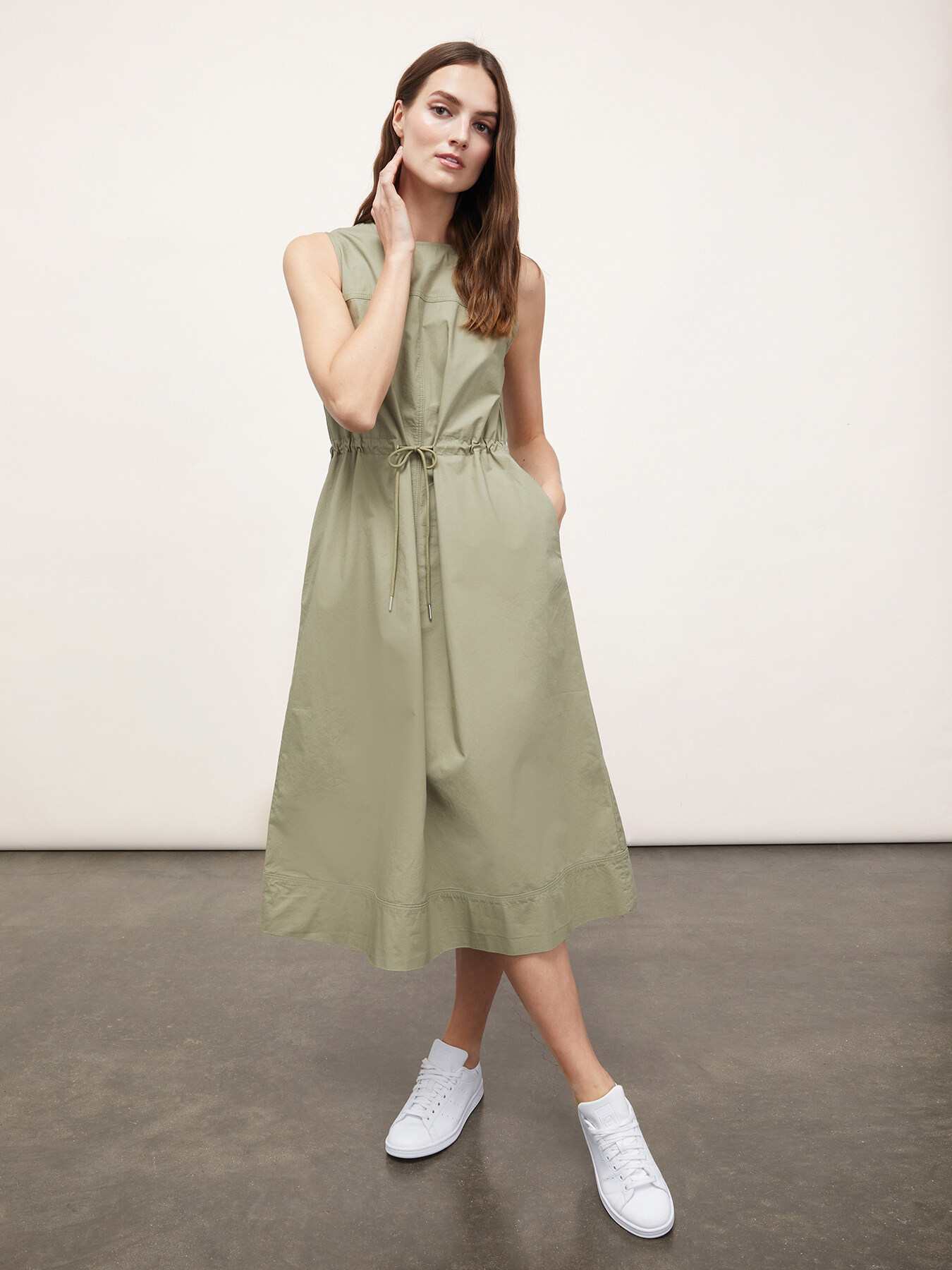 Rochie midi din bumbac cu cordon image number 3