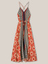 Long flowing ethnic pattern dress image number 3