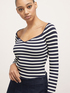 Striped rib knit sweater image number 2