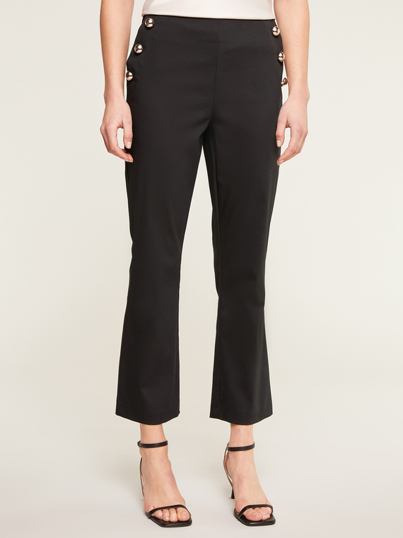 Kick flare trousers with side button motif