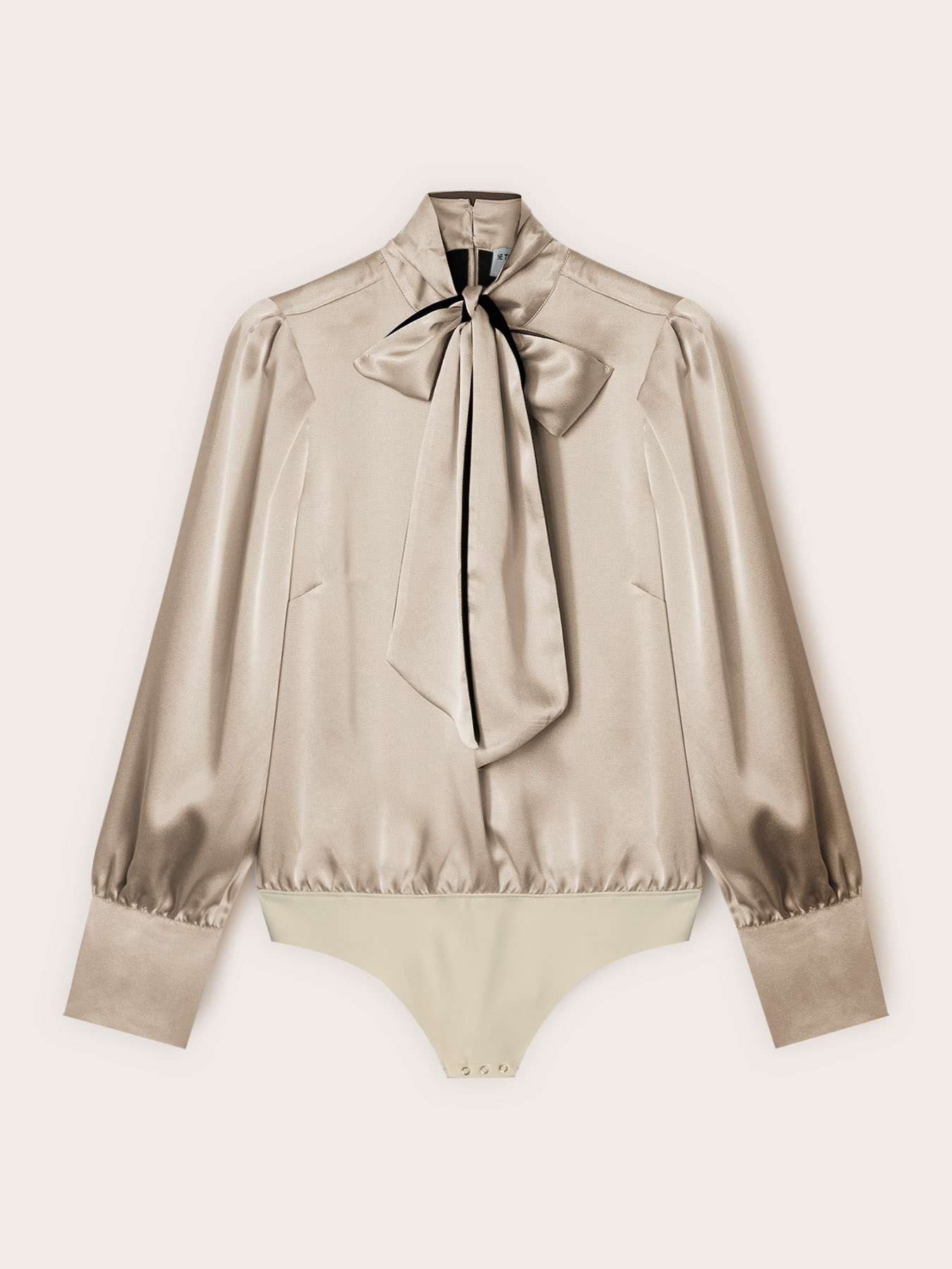 Blusa a body in raso con fiocco al collo image number 4