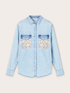 Hemdbluse aus Denim mit Taschen, die mit Pailletten besetzt sind image number 4