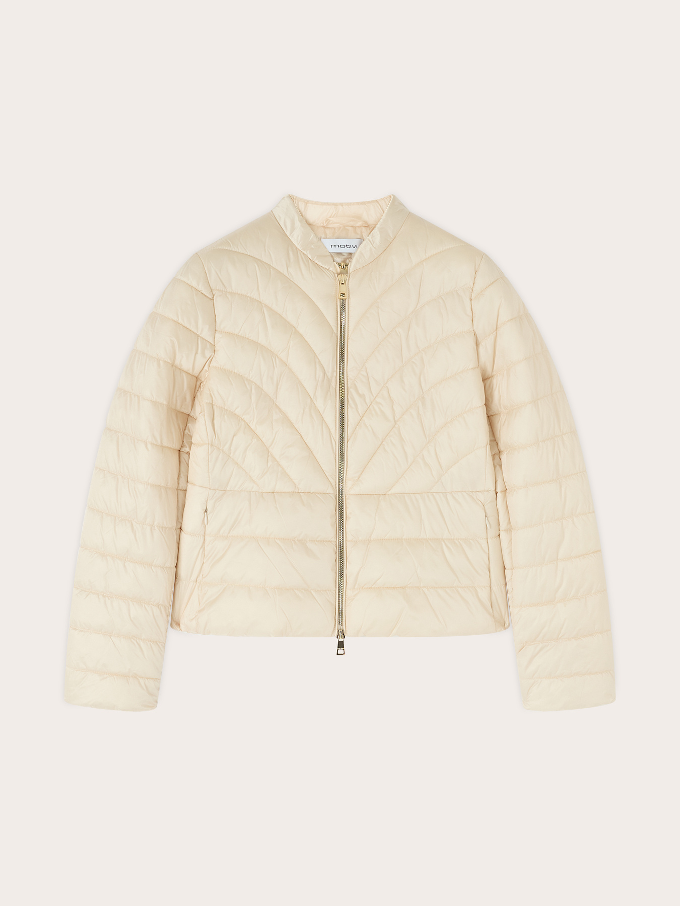 Lightweight short puffer jacket with high neck image number 4