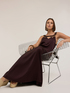 Maxi satin dress with metallic detail image number 3