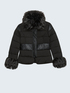Dual fabric down jacket with faux fur trims image number 3