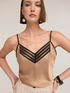 Satin top with tulle trim image number 0