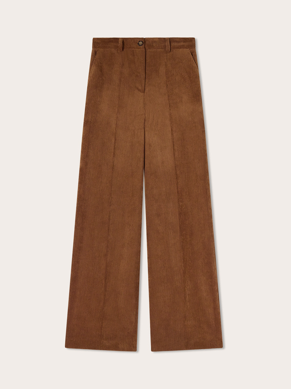 Pantaloni palazzo din catifea cu striuri