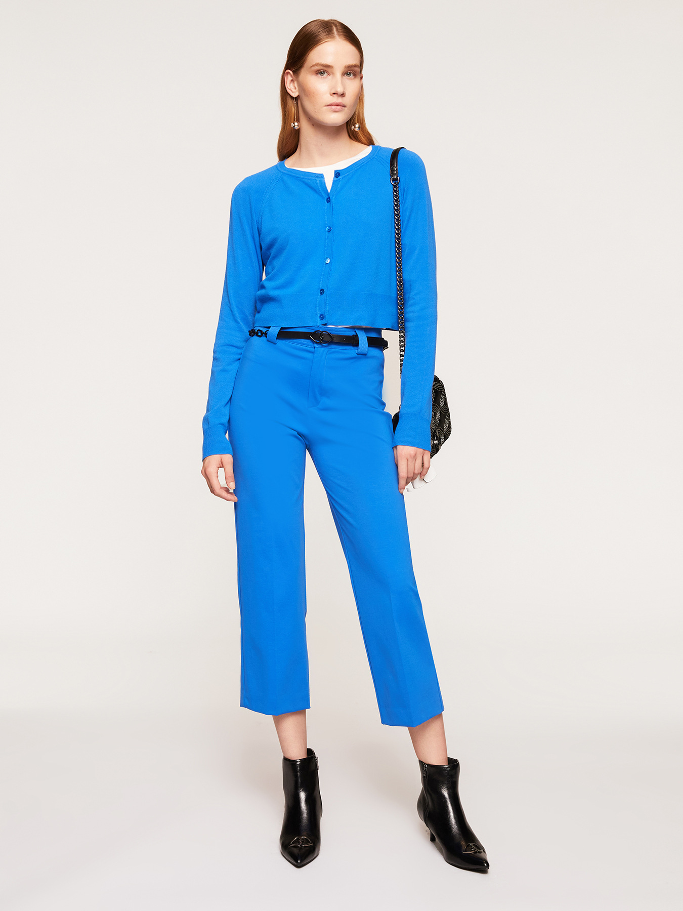 Pantaloni gamba larga in punto milano image number 0