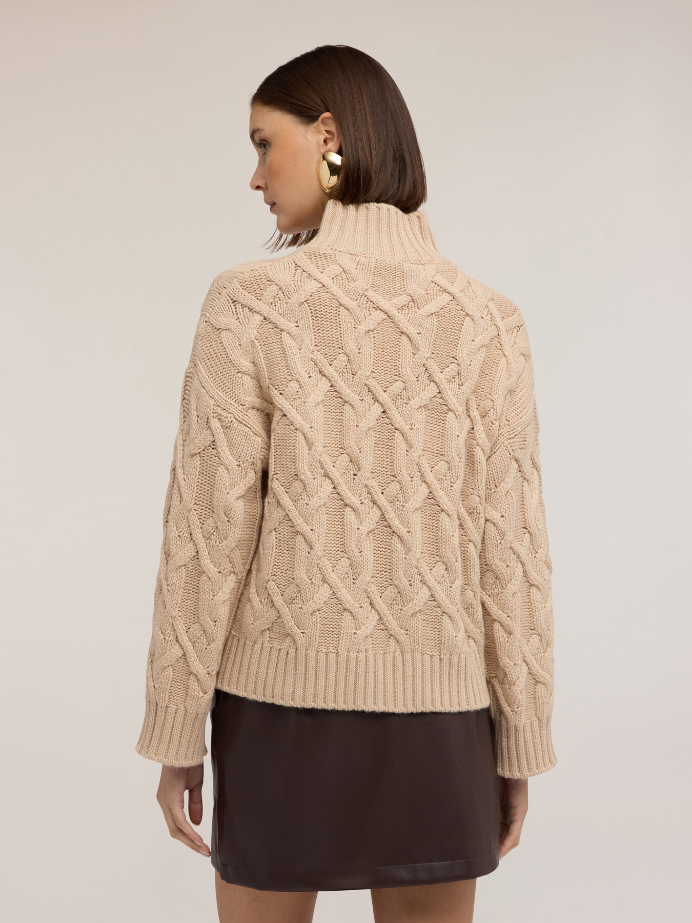 Zopfmuster-Rollkragenpullover aus Wollmischung image number 1