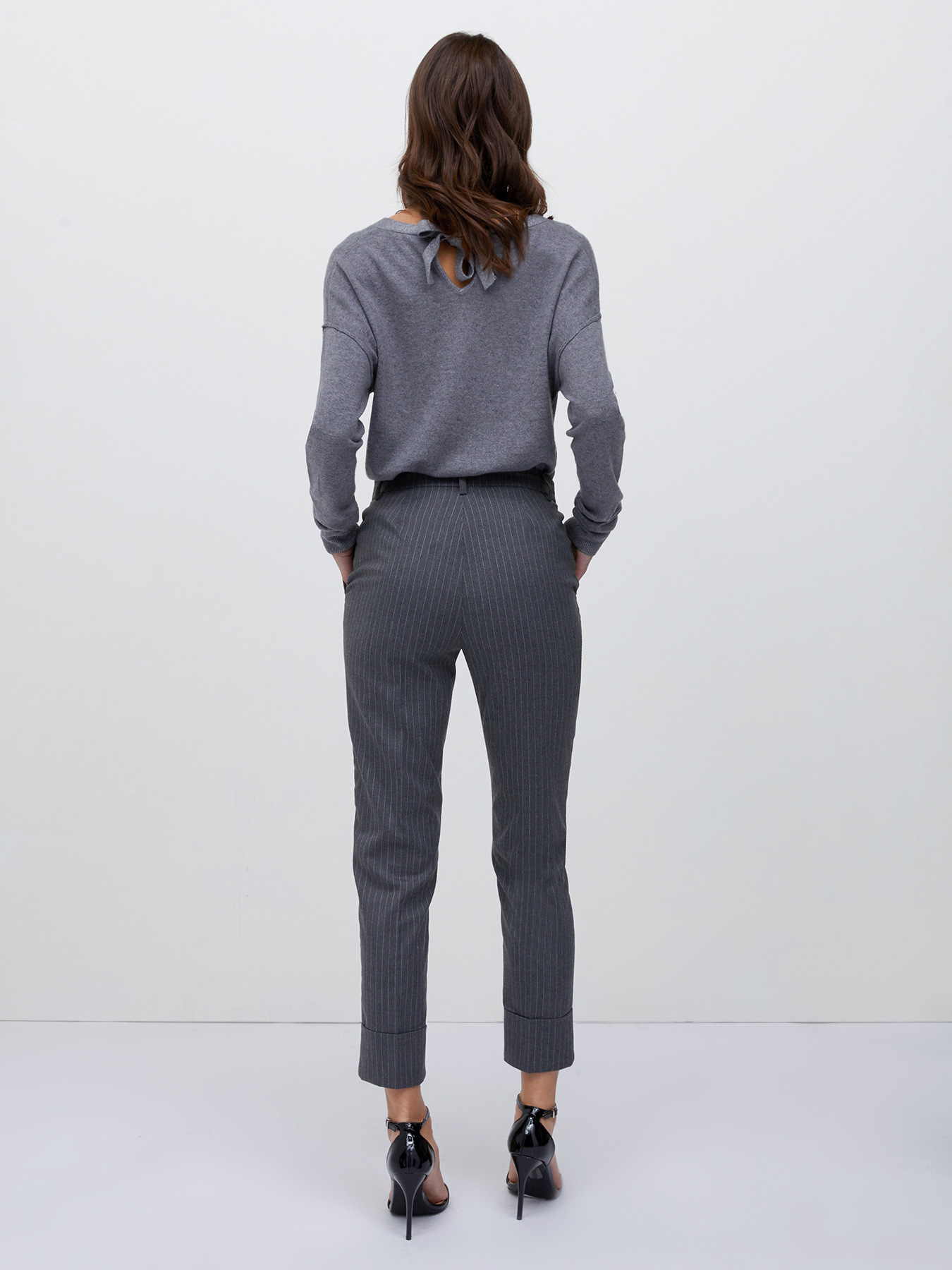 Pantaloni gamba dritta gessati image number 1