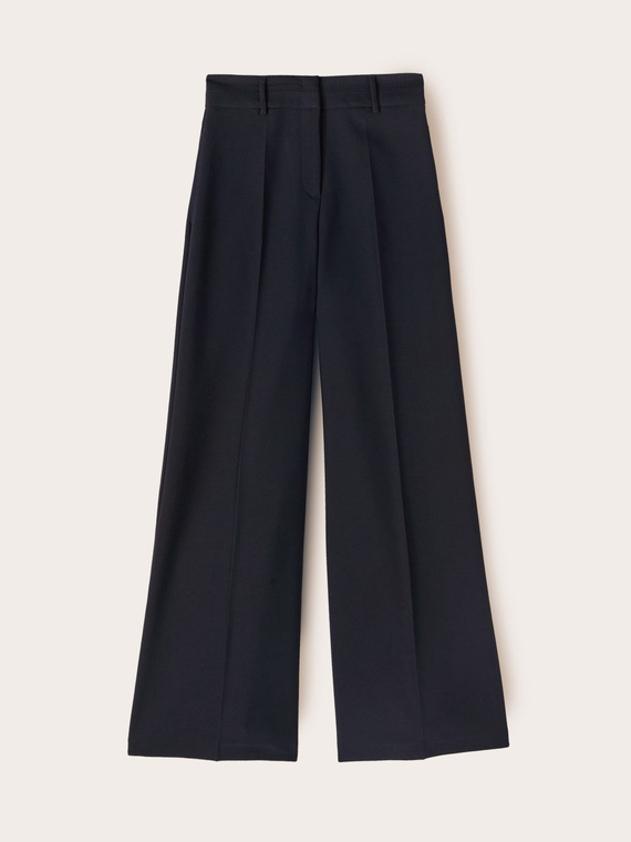 Wide-leg trousers in twill fabric