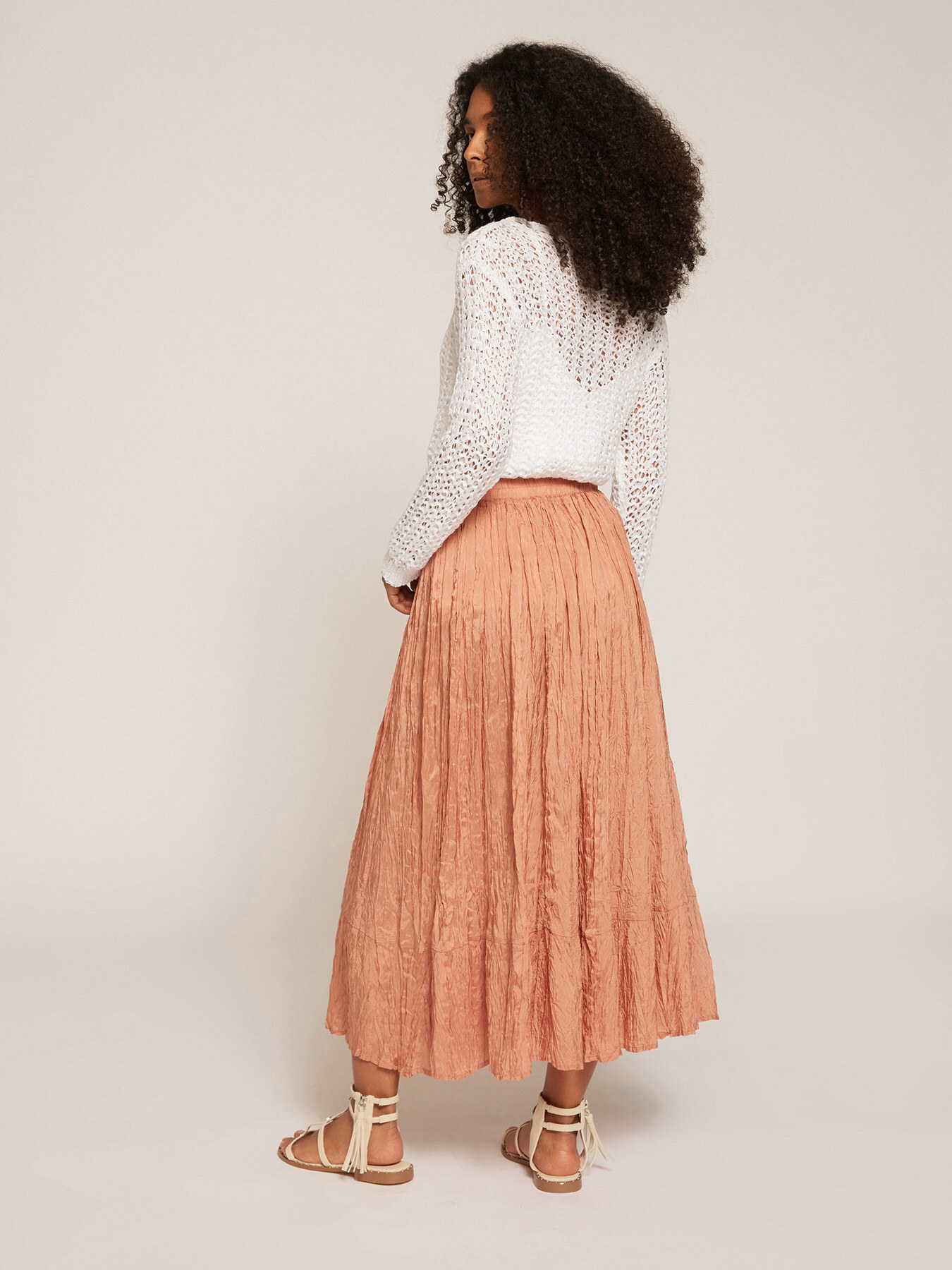 Gonna midi effetto stropicciato image number 1