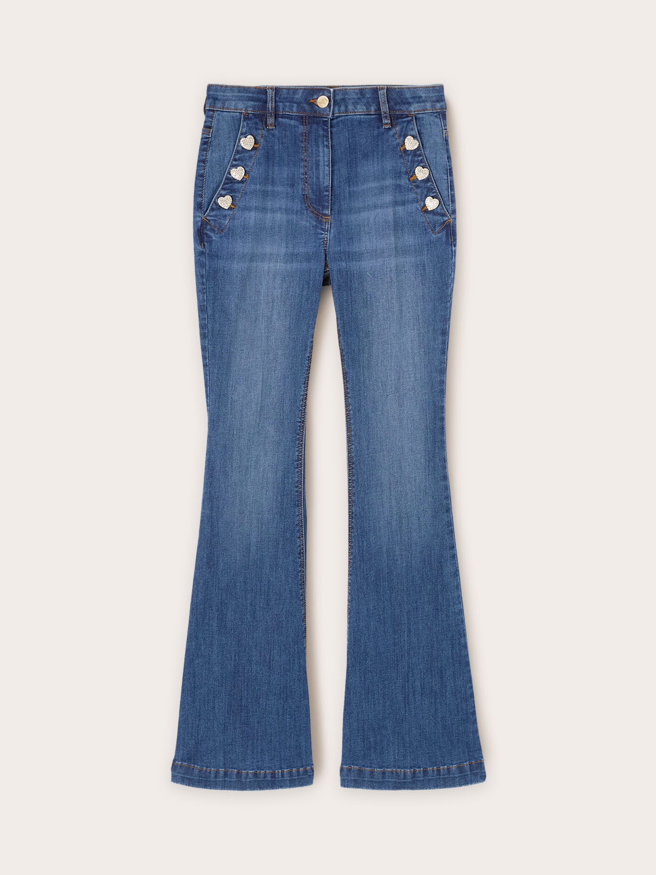 Flared jeans with button feature image number 4