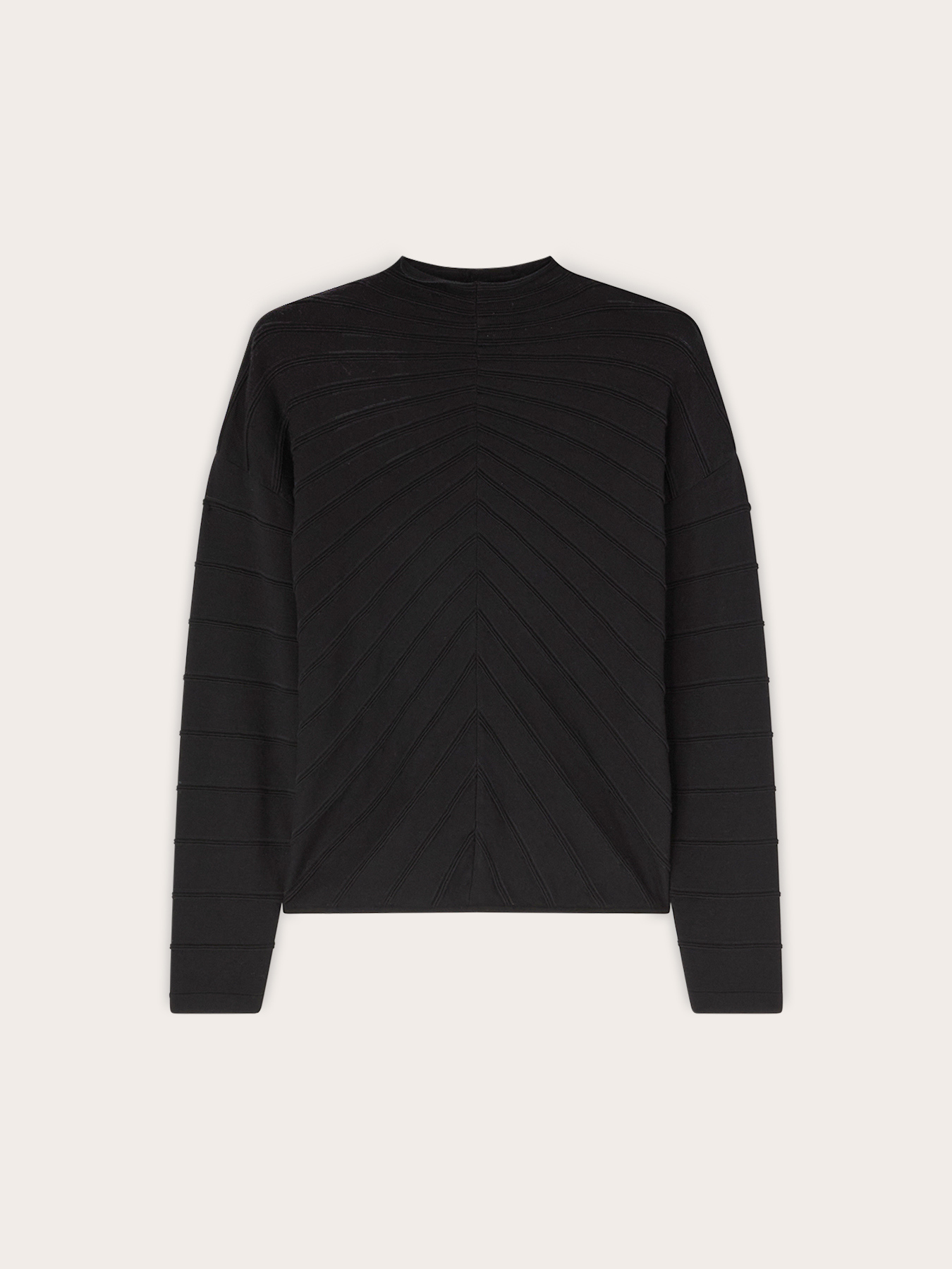 Viscose turtleneck sweater with chevron knit pattern image number 0