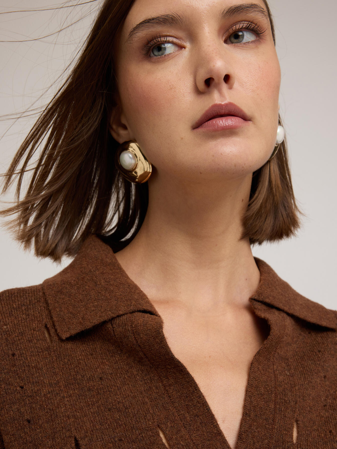 Perforated polo neck sweater image number 0