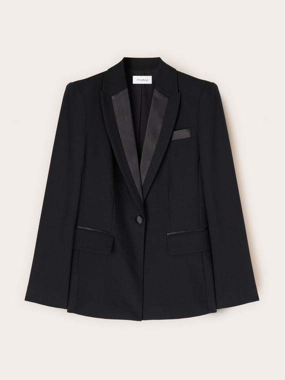 Veste structur&eacute;e en cady avec d&eacute;tails en satin