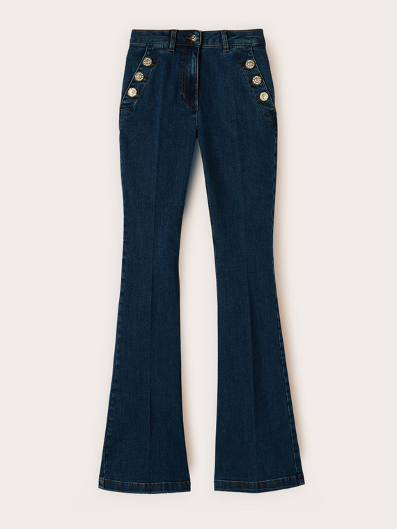Flared Jeans mit Schmuckkn&ouml;pfen
