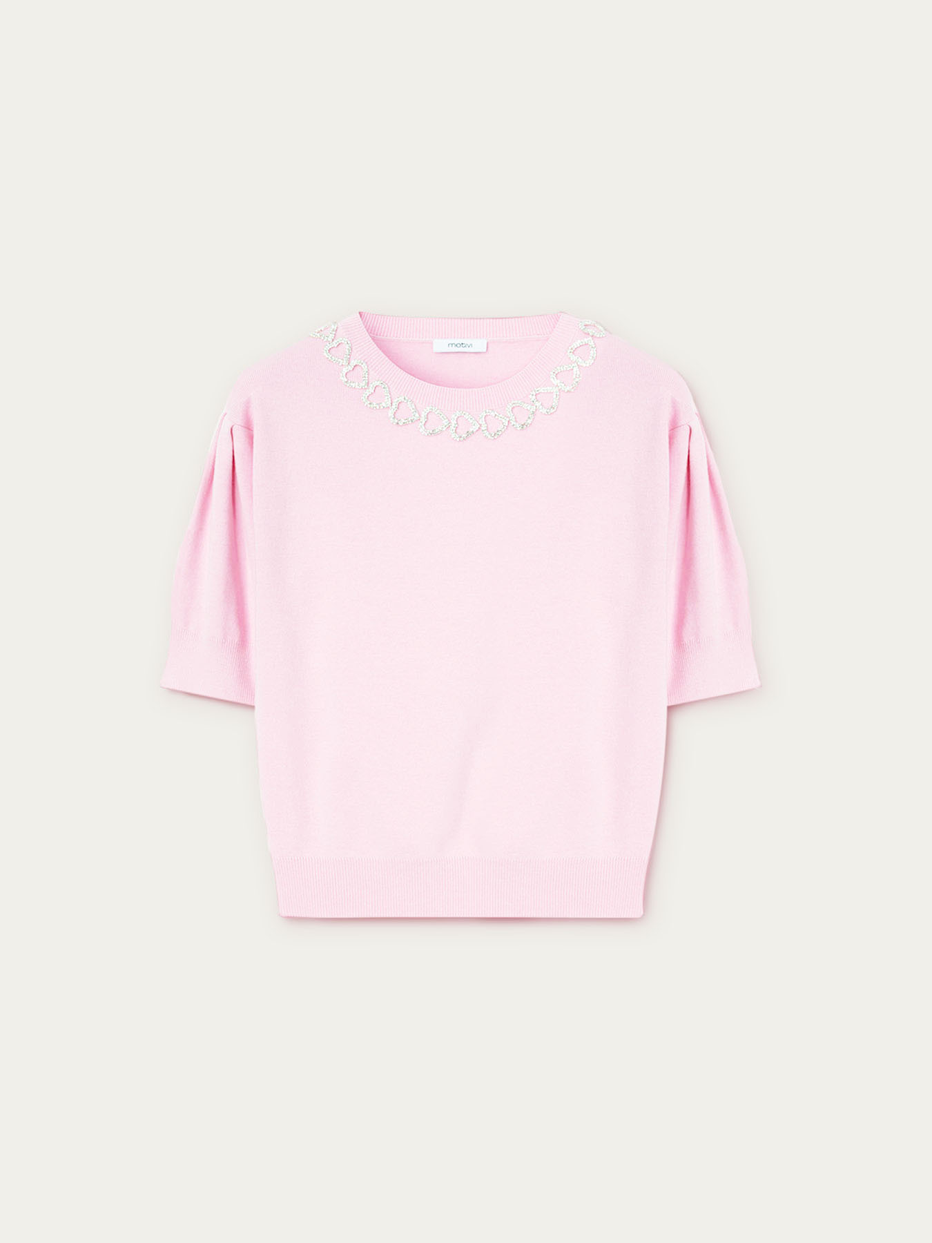 Maglia maniche corte con ricamo gioiello image number 3