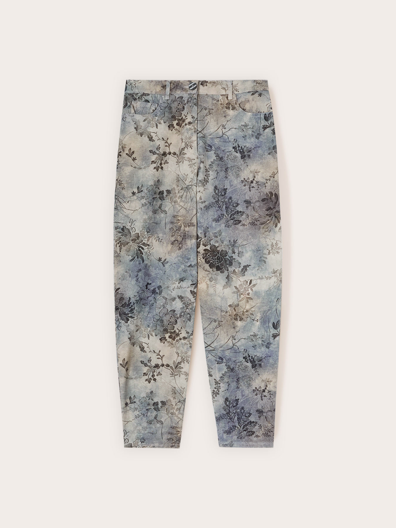 Boyfit trousers in printed cotton drill image number 4