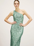Long one-shoulder full sequin dress image number 3
