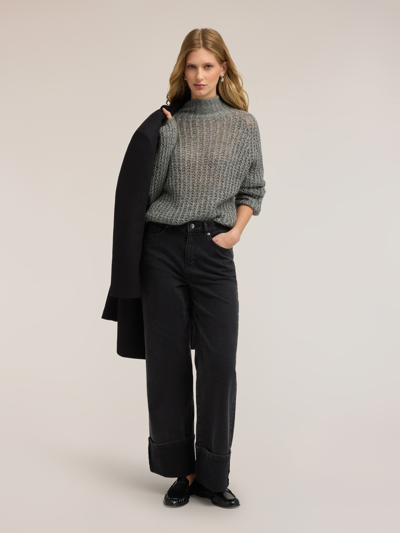 Mohair knit turtleneck with sequins image number 2